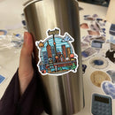 Cute Cartoon Shanghai Skyline Vinyl Sticker Oriental Pearl Tower Customizable
