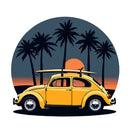 Beach Surf VW Beetle Waterproof Vinyl Sticker for Car Laptop Luggage