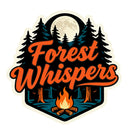Vinyl Sticker Forest Whispers Campfire Moon Forest Car Window Laptop Bottle
