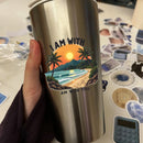 Vinyl Sticker I Am With You Beach Sunset Palm Car Window Laptop Bottle Tumbler