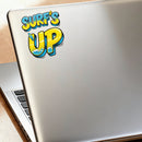 Vinyl Sticker Surfs Up Surfboard Wave Car Window Laptop Bottle Tumbler