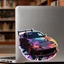 Purple racing car Stickers Waterproof Sunproof for Luggage Window Refrigerator
