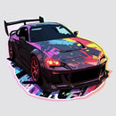 Purple racing car Stickers Waterproof Sunproof for Luggage Window Refrigerator