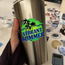 Vinyl Sticker Vibrant Summer Palm Beach Car Window Laptop Bottle
