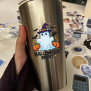 Vinyl Sticker Halloween Spirit Cat Ghost Pumpkin Car Window Laptop