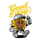 Good Day Street Sunflower Sticker for Car Laptop Water Bottle Skateboard