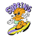 Surfing Cartoon Sticker for Car Laptop Water Bottle Skateboard Luggage Notebook