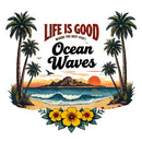 Vinyl Life Is Good Ocean Waves Sticker for Laptop Water Bottle Car Notebook