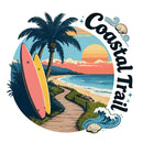 Vinyl Coastal Trail Sticker for Laptop Water Bottle Car Notebook Surf
