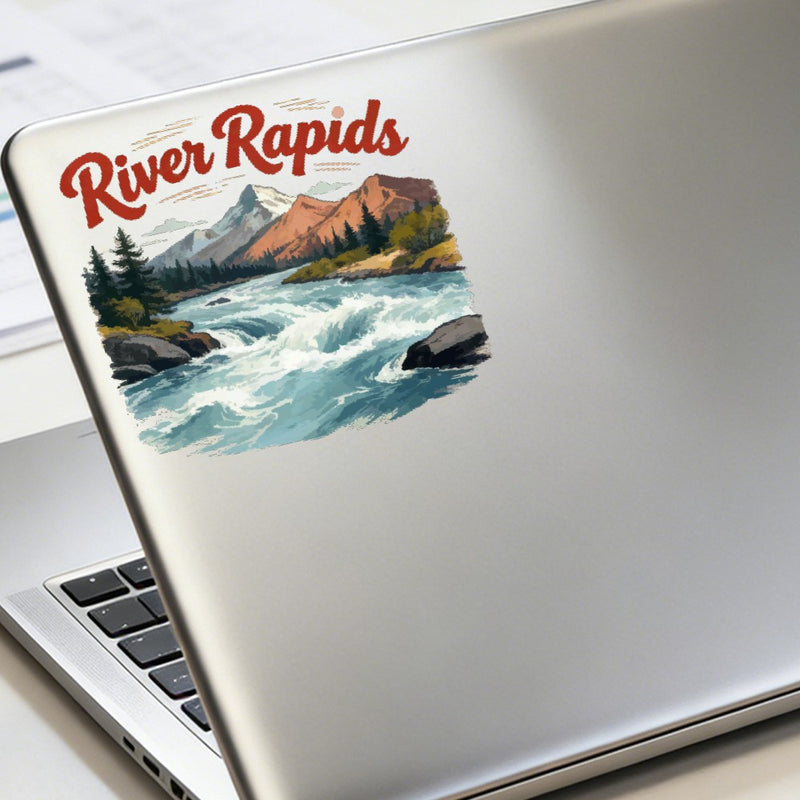 Vinyl River Rapids Sticker for Laptop Water Bottle Car Notebook Outdoo