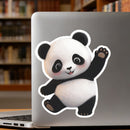 Waving Cute Panda Vinyl Sticker for Car Laptop Skateboard Luggage