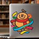 Smiling Pumpkin Scarf Ribbons Vinyl Sticker for Car Laptop Skateboard Luggage