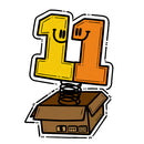 Smiling Number 11 Spring Box Vinyl Sticker for Car Laptop Skateboard Luggage