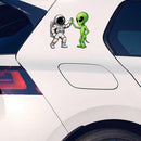 Astronaut Alien High Five Vinyl Sticker Laptop Car Luggage Space Friendship