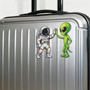 Astronaut Alien High Five Vinyl Sticker Laptop Car Luggage Space Friendship