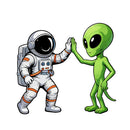 Astronaut Alien High Five Vinyl Sticker Laptop Car Luggage Space Friendship