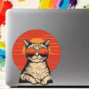 Kitten wearing sunglasses Sticker Vinyl Customizable for Luggage Refrigerator