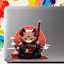 Samurai Kitten Stickers Customizable Sunproof for Laptop Thermos Motorcycle