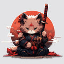 Samurai Kitten Stickers Customizable Sunproof for Laptop Thermos Motorcycle