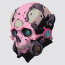 Pink Mechanical Skull Sticker Self-adhesive Waterproof for Window Refrigerator