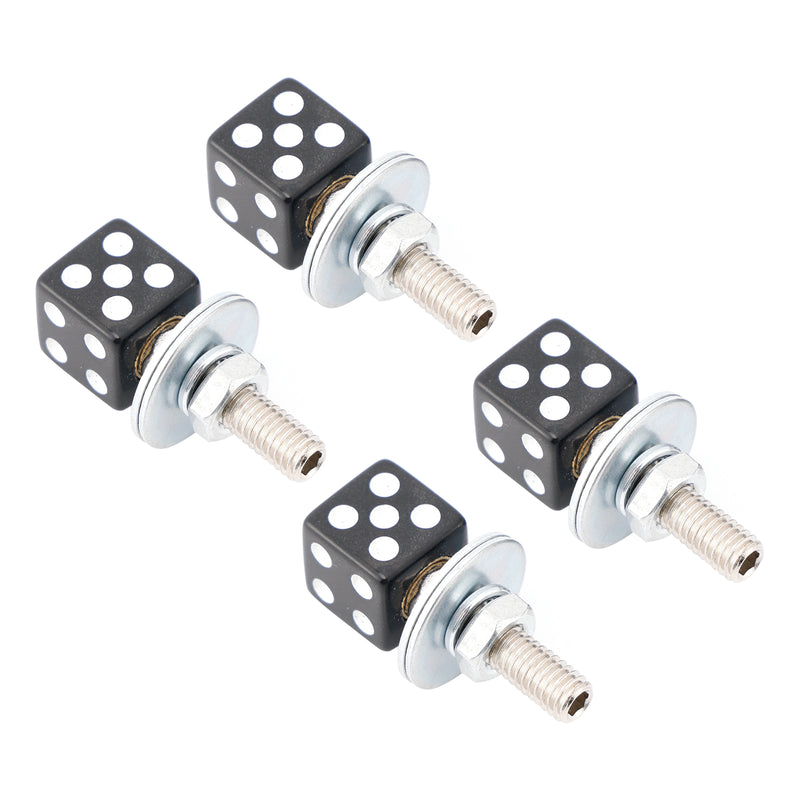 2x Custom DICE License Plate Bolt Screw Black Plastic Motorcycle Chopper Bobber