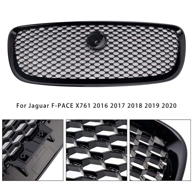 Gloss Black Front Bumper Grill Grille Fit JAGUAR F-PACE X761 2016-2020