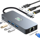 8 in 1 TYPE-C to RJ45 Gigabit USB 3.0 HDMI DP PD100W Interface Hub for MacBook