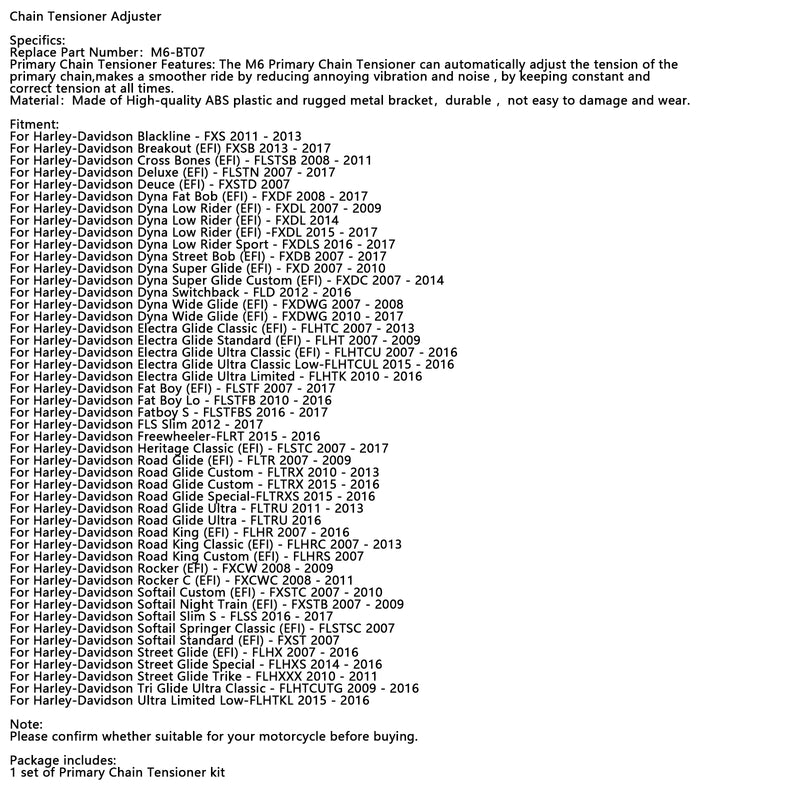 M6 Chain Tensioner Adjuster For Dyna Softail Big Twins win Cams 2006-2017