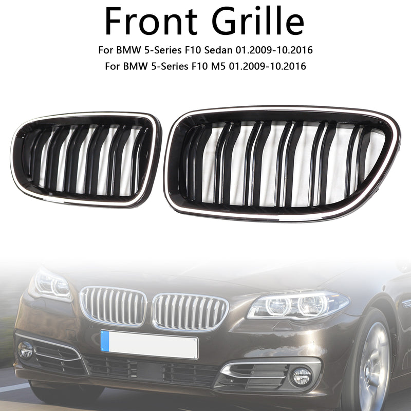 Kidney Bumper Grill Grille Fit BMW 5 Series F10 F11 2010-2016 Gloss Black