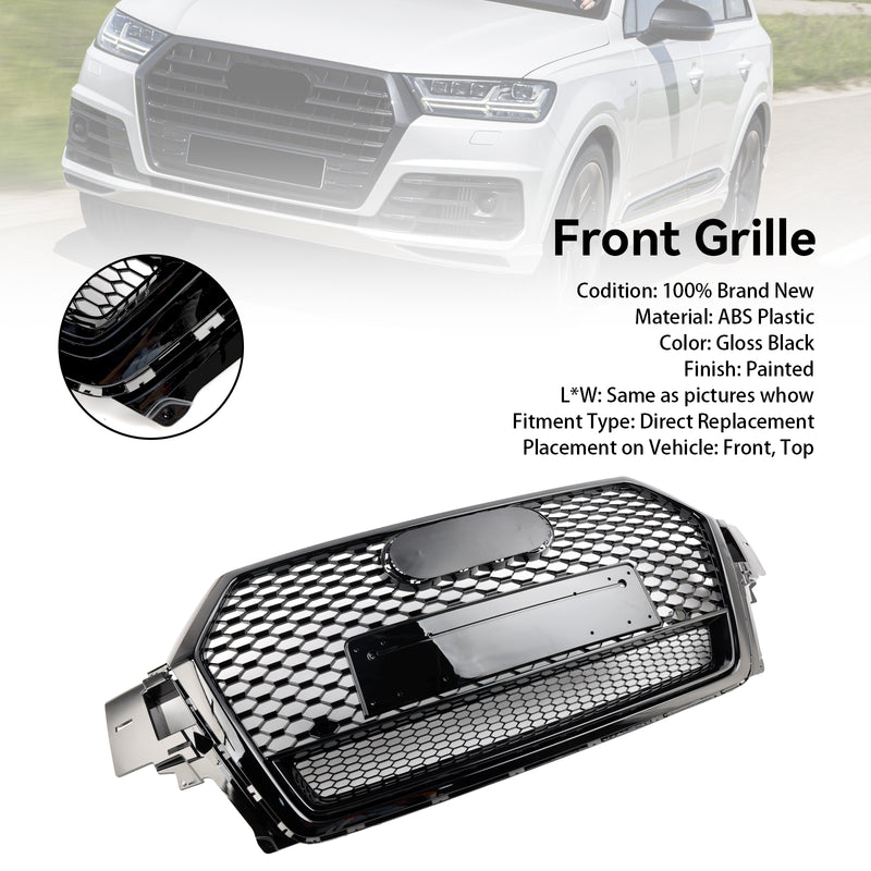 Gloss Black Front Bumper Radiator Vent Mesh Grille Grill Fit Audi Q7 2016-2019