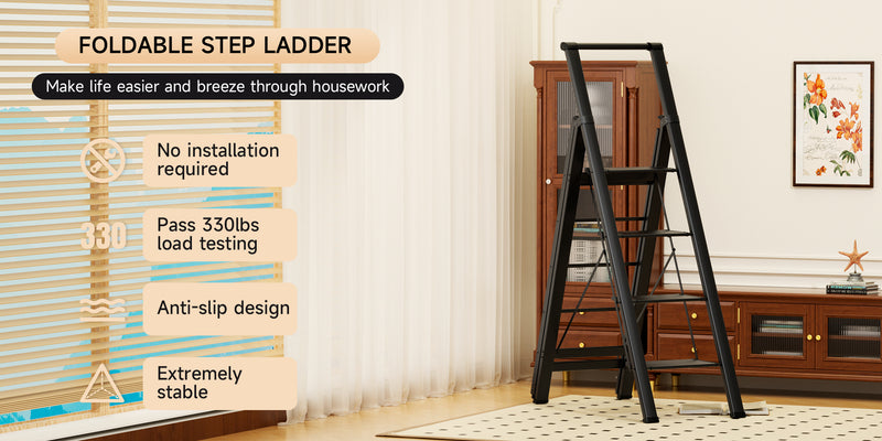 Foldable Drying Rack with Non-slip 4 Step Ladder 330lb Clothing Shoes Drying