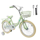 18" Child Bicycle Girls Bike with auxiliary wheels & Rack & Basket Green