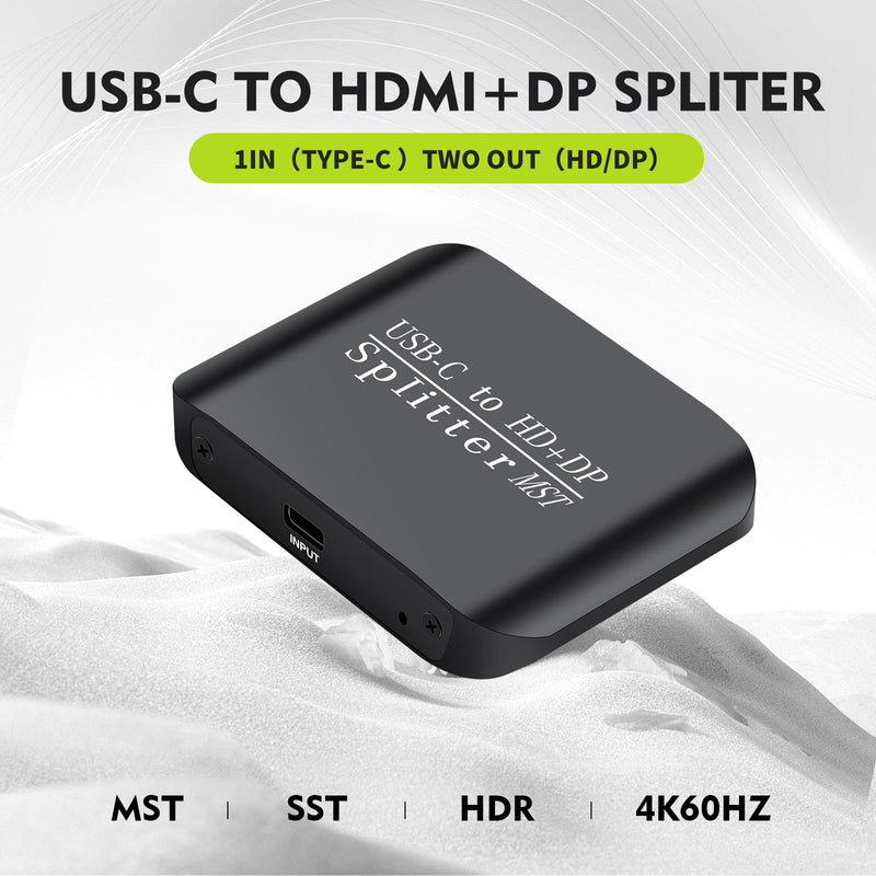 Type-C to HDMI+DP 1x2Laptop Splitter MST Two-Screen Display One Input Two Output