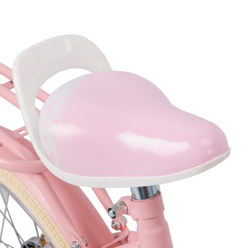 18" Child Bicycle Girls Bike with auxiliary wheels & Rack & Basket Pink