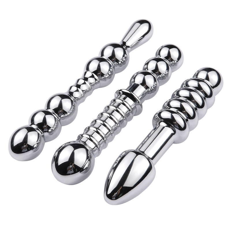 Sex Toy Stainless Steel Dildo Double Head Anal Plug Bead Butt Dilator Huge Metal