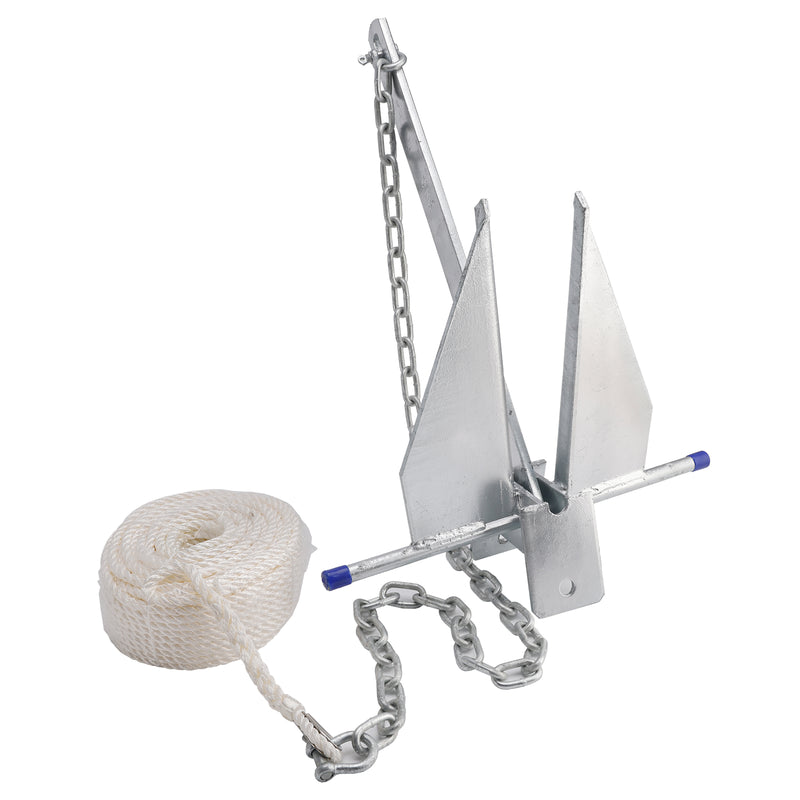 Kit Galvanized Boat Anchor 13Lbs Sliding Anchor & Chain & Rope Silver For Boat