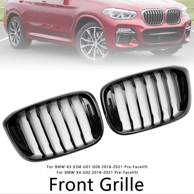 Gloss Black Front Kidney Grille Mesh Grill Fit BMW X4 G02 X3 G01 G08 2018-2021