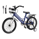 18" Kids Bike for Boys and Girls with auxiliary wheels & Rack Dark Blue