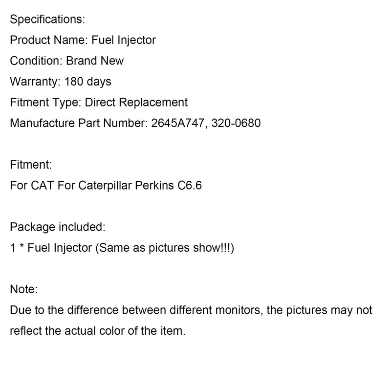 1PCS Fuel Injector 2645A747 Fit CAT Fit Caterpillar Perkins C6.6 320-0680