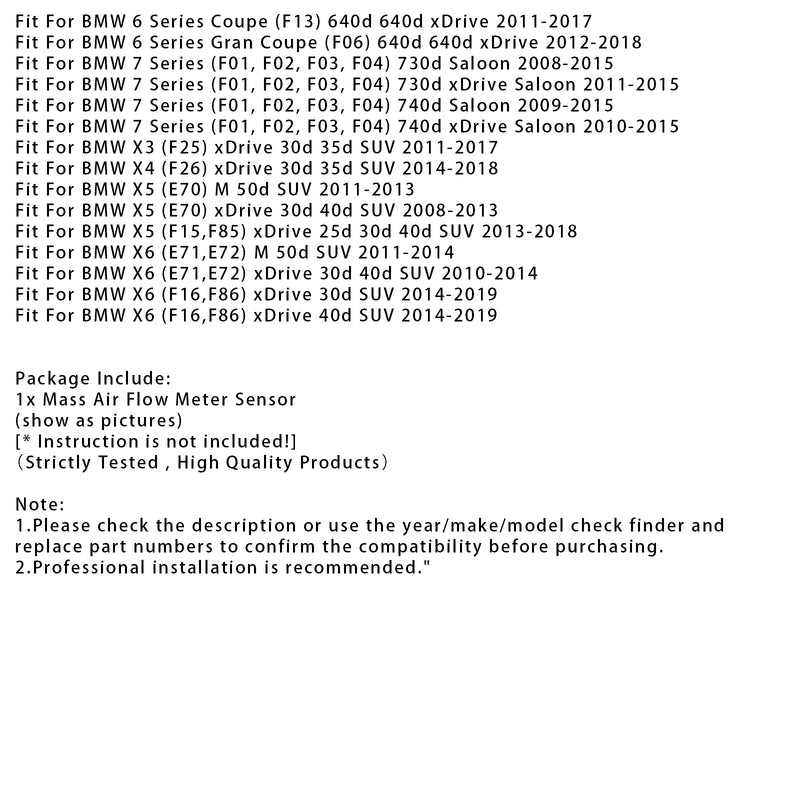 Mass Air Flow Meter Sensor For BMW 330d 525d 530d X3 X4 13627804150