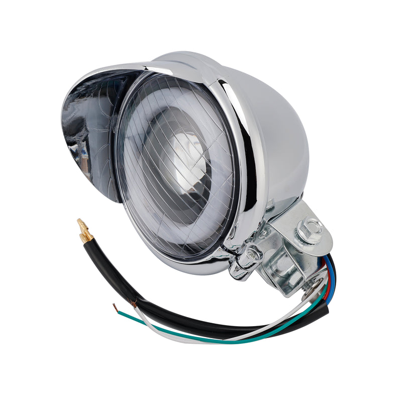 #D17 Headlight Lamp Spotlight Universal Coler Switch Fits Chrome For Motorcycle