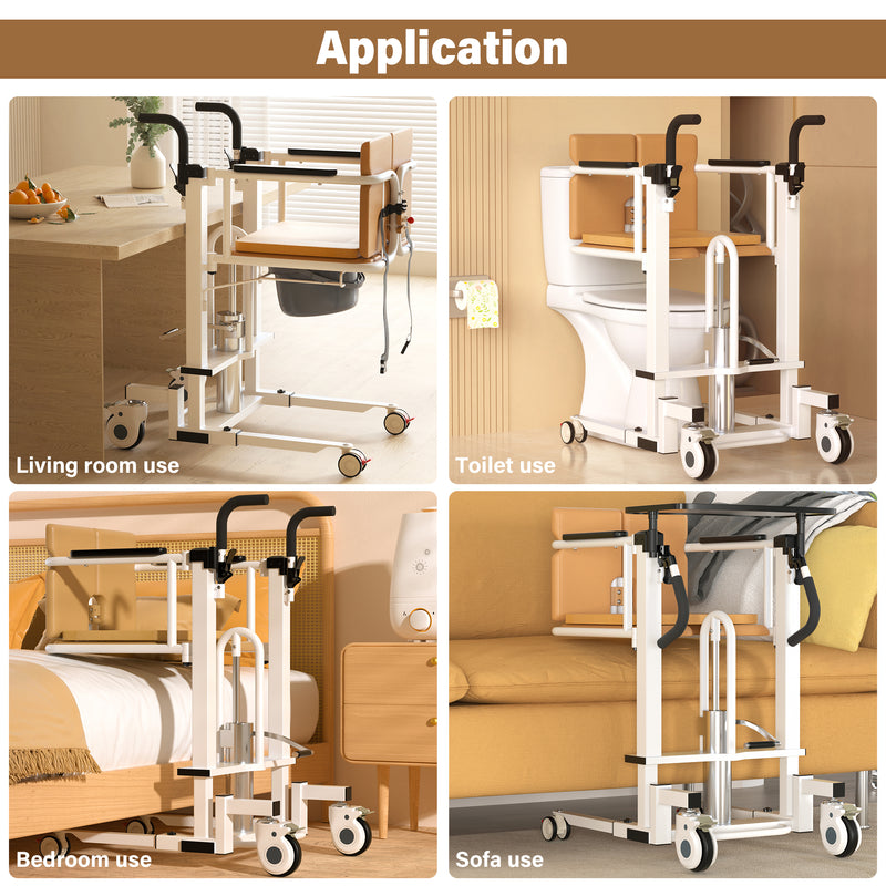 Patient Chair Hydraulic Transferred Lift Wheelchair w/180°Split Seat And Table