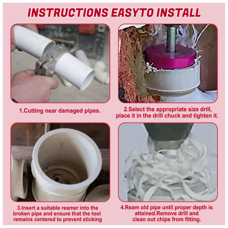 4Pcs PVC Pipe Reamer Plastic PVC Pipe Fitting Reamer Plumbing Tools Kit Fit