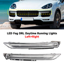 Pair LED Fog DRL Daytime Running Lights For Porsche Cayenne 958 2015-2017