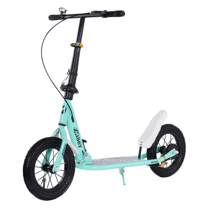 Shock-Absorbing Foldable Commuter Kick Scooter For Adults and Teens With 12" Large Smooth Rolling Rubber Air Tires