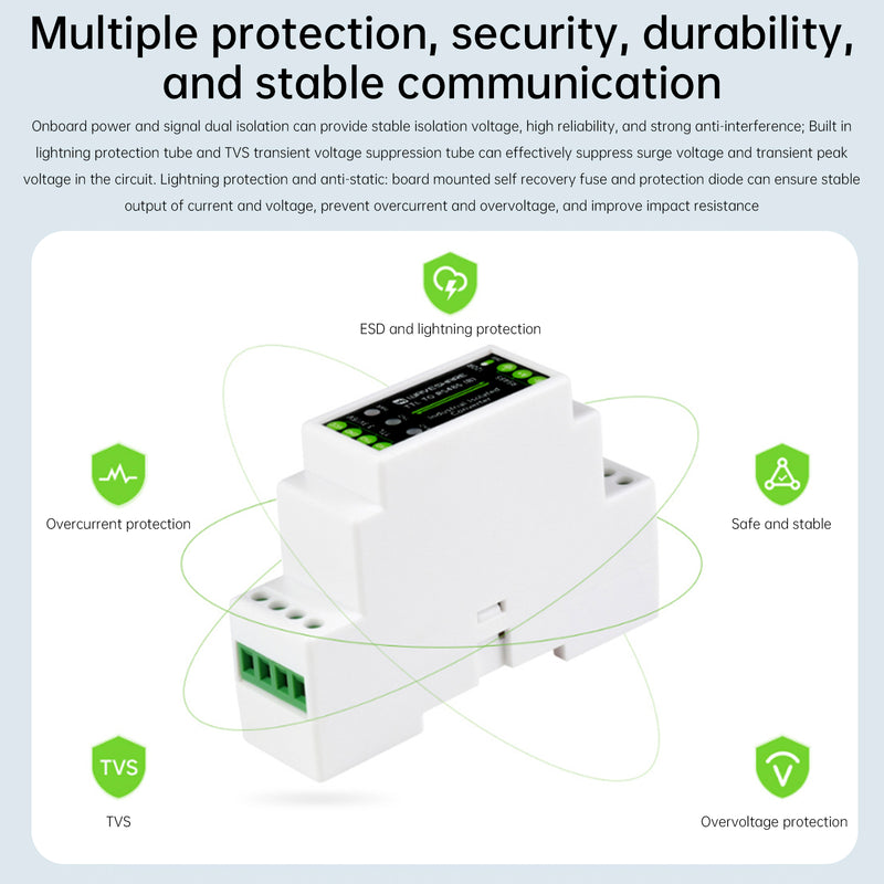 TTL to RS485 Electrical Isolation Module DIN Rail Serial 600W Lightning Protect
