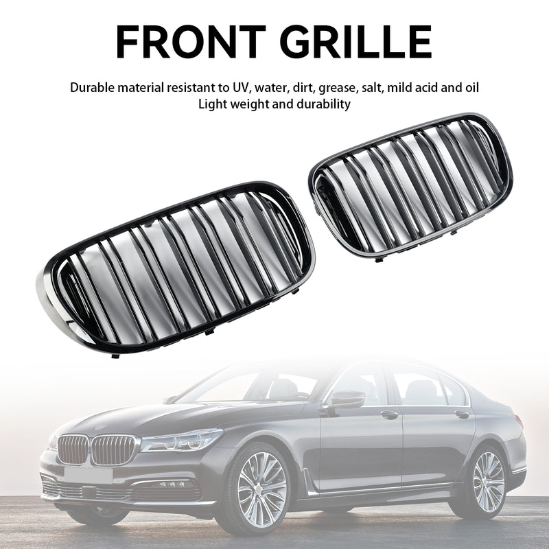 BMW 7 Series G11 G12 2016-18 Pre-LCI Black 2 Slat Front Kidney Grill Grille