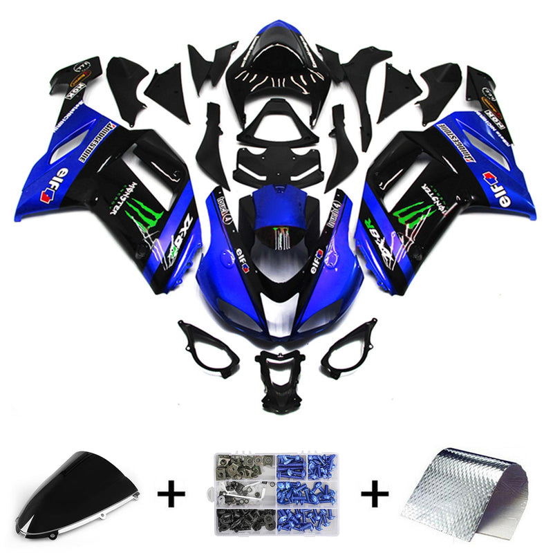 Amotopart Kawasaki ZX6R 636 2007-2008 Fairing Kit Bodywork Plastic ABS