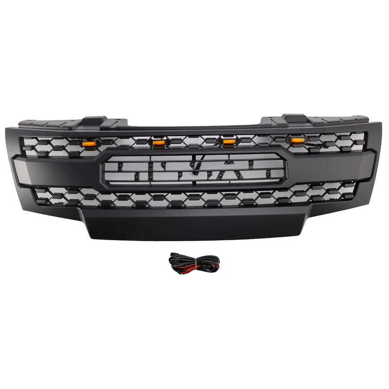 Black Front Bumper Grill Grille Fit Nissan Frontier 2009-2019 W/Led Lights