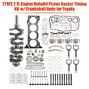 2TRFE 2.7L Engine Rebuild Piston Gasket Timing Kit w/ Crankshaft Rods for Toyota
